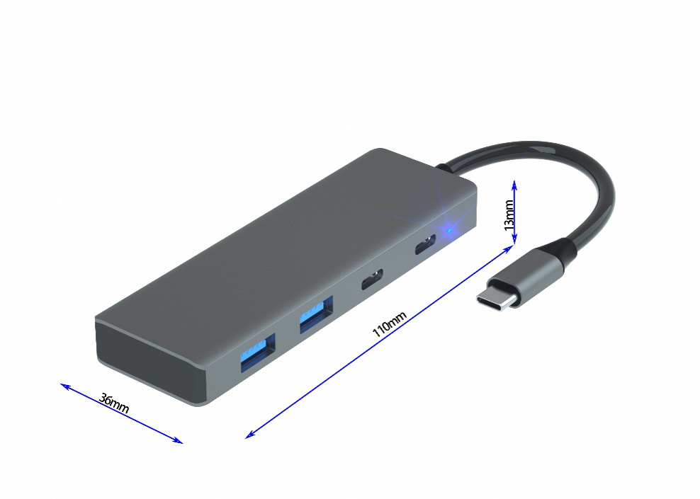 DK 4IN1 TYPE C TO C2A2 Hub Adapter